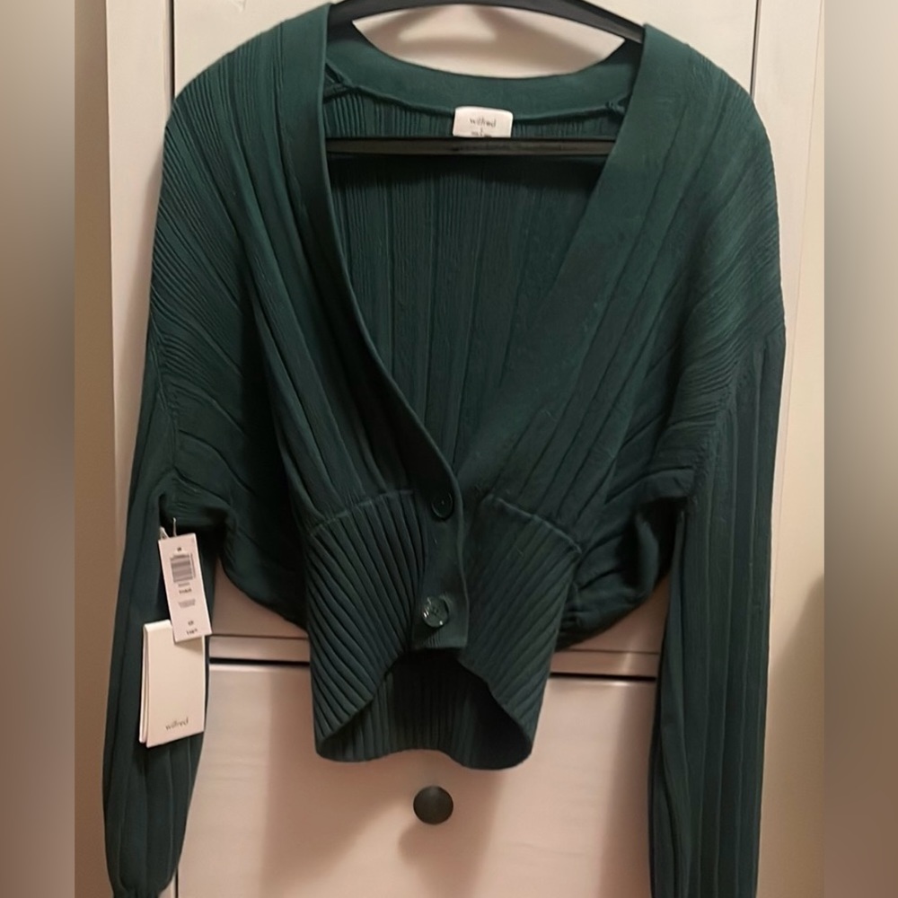 NWT Aritzia Thais Cardigan in Cardoon Green - Size Small